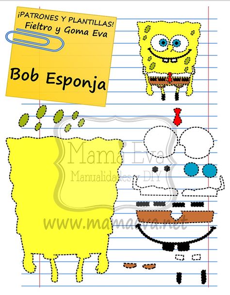 Sponge Bob felt Bob Sponge, Felt Templates, Baby Binky, Finn Jake, Paper Piecing Scrapbooking, Boy Birthday Decorations, Binky Clips, Character Template, Felt Pattern