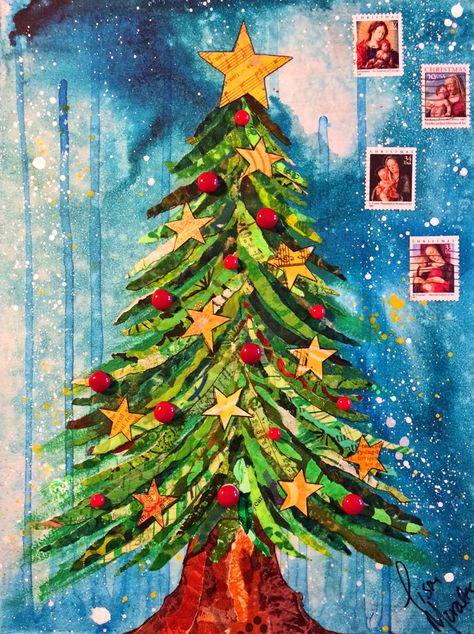 A Pinch Of Wonderful: DIY Christmas Tree Collage Christmas Tree Collage, Wooden Christmas Trees Diy, Mickey Mouse Christmas Tree, Art Inventory, Christmas Lockscreen, Homemade Christmas Tree, Collage Christmas, Tree Collage, Christmas Tree Wallpaper