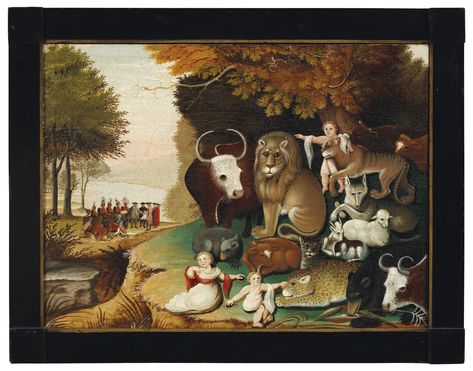 Edward Hicks, Ephrata Cloister, Peaceable Kingdom, William Penn, Kingdom 3, Beautiful Oil Paintings, Art Lessons Elementary, Painting Studio, Naive Art