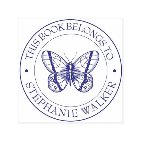 Custom Library, Stamp Book, Lash Design, Business Stamps, Great Graduation Gifts, Butterfly Illustration, Book Stamp, Personalized Stamps, Personal Library