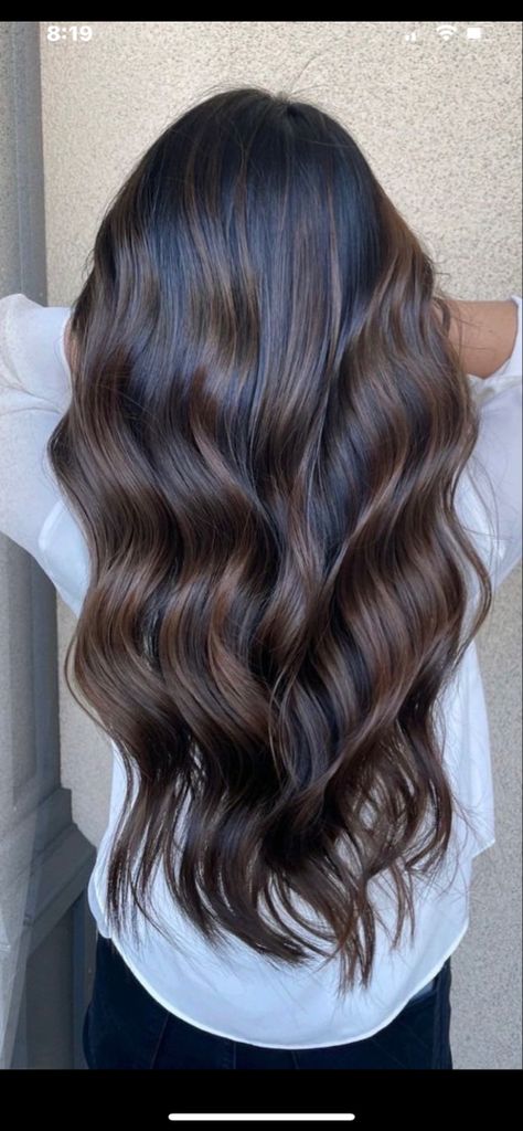 Hair Dye Ideas For Brunettes Straight, Chocolate Balayage Hair Caramel, Dark Brown Root Melt, Cold Chocolate Hair Color, Warm Tone Dark Brown Hair, Dark Brunette Balayage Hair Caramel Ombre Chocolate Brown, Cocoa Brown Balayage, Dark Chocolate Balayage Black Hair, Bronze Highlights On Dark Hair