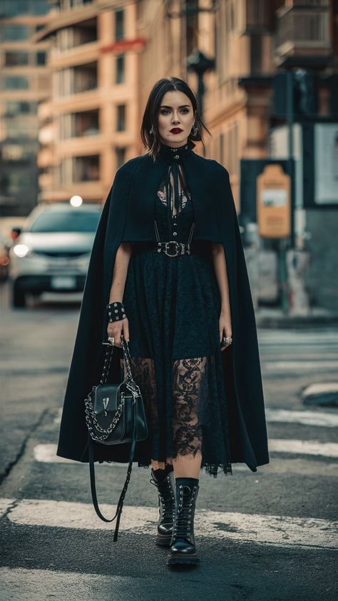 Gothic Chic Fashion, Goth Fall Outfits, Dark Beauty Fashion, Edgy Fashion Chic, Grunge Chic, Goth Outfit, Fall Ootd, Witch Fashion, Witch Outfit