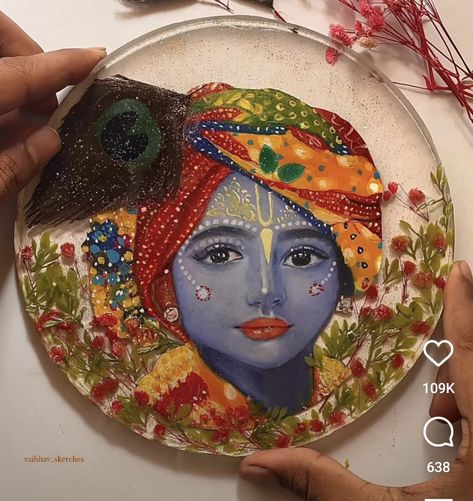 Krishna Resin Art, Little Krishna, Art And Craft Videos, Krishna Janmashtami, Krishna Painting, Resin Painting, Shree Krishna, Indian Gods, Diy Shoes