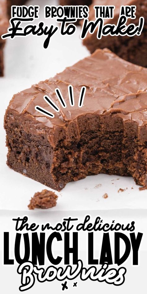 Lunch Lady Brownies, Moist Brownies, Chocolate Brownie Cake, Fudgy Brownie Recipe, Perfect Brownies, Cafeteria Food, Brownie Frosting, Fudgy Brownie, Chewy Brownies