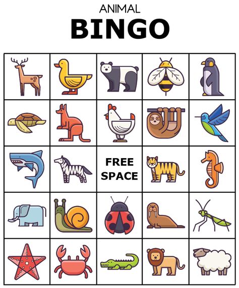 Animal Bingo - The Game Gal Animal Games Preschool, Safari Bingo Free Printable, Bingo Preschool, Zoo Bingo Free Printable, Animals Games, Animal Themes, Bingo Activities, Animal Bingo Printable Free, Animal Games For Preschoolers