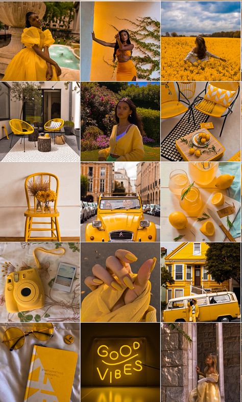 https://youtube.com/c/JoyJayde Yellow Instagram Aesthetic, Yellow Preset Lightroom, Yellow Instagram Theme, Yellow Instagram Feed, Yellow Aesthetic Pictures, Yellow Mood Board, Yellow Moodboard, Ig Icons Highlights Aesthetic, Aesthetic Lighting