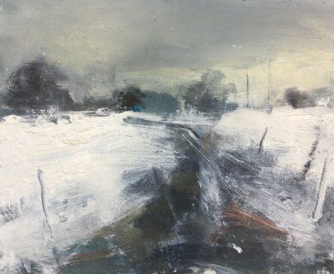 Hannah Woodman, Snow Paintings, Winter Paintings, Emotional Painting, Winter Landscape Painting, Contemporary Landscape Painting, Painting Snow, Winter Painting, Abstract Art Landscape