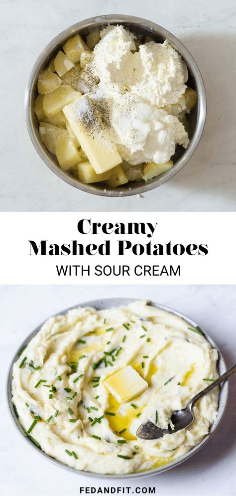 Creamy Mashed Potatoes Recipe with Sour Cream Mashed Potatoes Recipe Sour Cream, Mashed Potatoes Recipe Cream Cheese, Mashed Potatoes With Sour Cream, Potatoes With Sour Cream, Recipe With Sour Cream, Sour Cream Mashed Potatoes, Cream Cheese Mashed Potatoes, Creamy Mashed Potatoes Recipe, Cream Cheese Potatoes