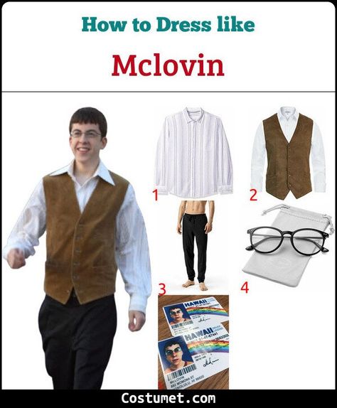 Creative Men Costumes, Things To Dress Up As For Halloween, Halloween Costume Ideas Men 2024, Men Last Minute Halloween Costumes, Creative Mens Halloween Costumes, Last Minute Male Halloween Costumes, Superbad Halloween Costume, Easy Men’s Costume, Mclovin Halloween Costume