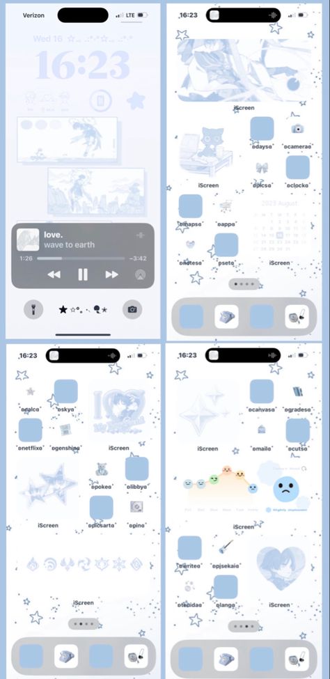 Aesthetic Blue Iphone Homescreen, Lock Screen Widget Apps, Lockscreen Aesthetic Iphone Wallpapers Light Blue, Light Blue Phone Theme Ideas, Light Blue And White Phone Theme, Blue Phone Theme Aesthetic, Phone Themes Aesthetic Blue, Blue Themed Phone Layout, Cybercore Iphone Layout