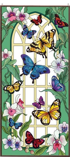 Art Panel-APM605R-Butterfly Garden - Butterfly Garden Butterfly Garden Art, Garden Butterfly, Mosaic Pictures, Butterflies And Flowers, Butterfly Pictures, Pola Sulam, Mosaic Wall Art, Butterfly Painting, Butterfly Flower