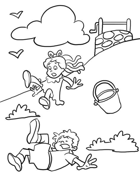 here are some “Jack and Jill” themed coloring pages that will make your preschooler fall in love with this rhyme. Nursery Rhymes Preschool Crafts, Preschool Nursery Rhymes, Rhyming Preschool, Nursery Rhyme Activities, Nursery Rhyme Crafts, Rhyme Activities, 5 Little Monkeys, Monkey Coloring Pages, Nursery Rhyme Theme