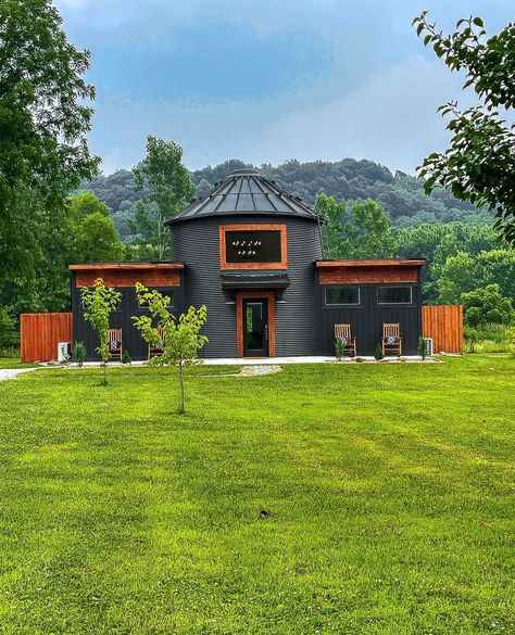 🌿 The Silo: A Unique Tiny Home in Hocking Hills⁠ ⁠ 'The Silo' – a sister cottage to the previously raved about Luna Cottage did not disappoint. Nestled amidst three tiny homes, each offering its own slice of privacy, The Silo stands out with its distinctive design and spacious layout.⁠ ⁠ This isn't your typical tiny home. With a bedroom on one side, a generously sized bathroom on the other, and the silo itself encompassing a cozy living space complete with a couch, table, kitchen, and more, i... Unique Tiny Home, Covered Back Porch, Covered Back Porches, Unique Stays, Silo House, Ohio Travel, Hocking Hills, Cozy Living Spaces, Couch Table