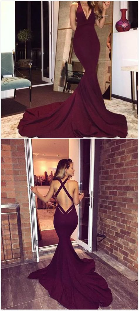 Burgund7 Modest Evening Gowns, Sweep Train Prom Dress, Prom Dresses 2017, Chique Outfits, Burgundy Prom Dress, Maxi Robes, Gorgeous Gowns, Mermaid Dress, Mermaid Prom Dresses