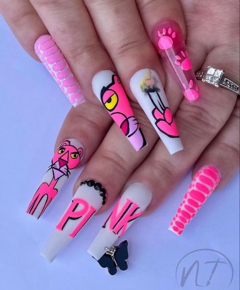 Emoji Nails, Cartoon Nail Designs, Crazy Nail Designs, Long Square Nails, Punk Nails, Fancy Nails Designs, Cute Acrylic Nail Designs, Dope Nail Designs, Exotic Nails