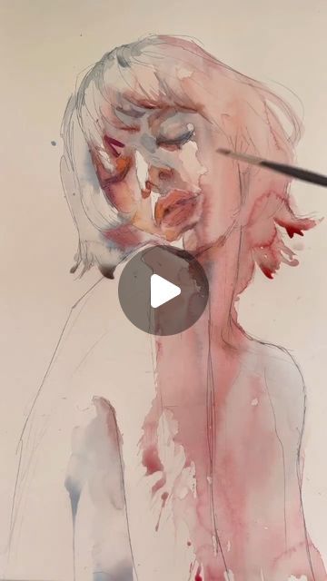 Watercolor Face Simple, Watercolor Art Women, Agnes Cecile Watercolor, Agnes Cecile Art, Watercolor Masters, Watercolor Portrait Tutorial, Agnes Cecile, Watercolor Face, Portrait Tutorial