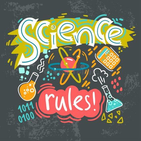 Science Lettering Design, Lettering Composition, Illustration Science, Laboratory Design, Science Rules, Pizza Art, Minimalistic Art, About Science, Dream Chaser