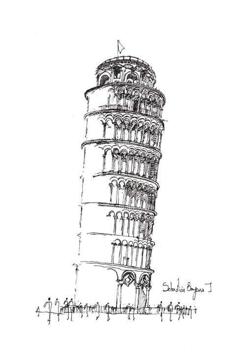 Architecture Drawing Sketchbooks, Building Sketch, Tower Of Pisa, Building Drawing, Architecture Sketchbook, Architecture Drawing Art, Architectural Sketch, Urban Sketching, Architecture Sketch