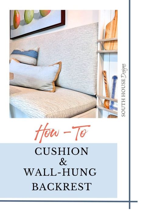 Easy DIY: Best Wall Hung Backrest And Custom Bench Cushion - South House Designs Breakfast Nook Back Cushion, Diy Back Cushion For Bench, Diy Dining Bench Cushion, Diy Banquette Cushion, Banquette Pillows, Diy Banquette, Dining Bench Cushion, Plate Rack Wall, Banquette Cushions