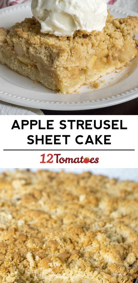 German Apple Streusel Sheet Cake Apple Sheet Cake, Weight Watcher Desserts, Streusel Cake, Apple Streusel, Apple Strudel, Sheet Cake Recipes, Low Carb Dessert, Apple Desserts, Savoury Cake