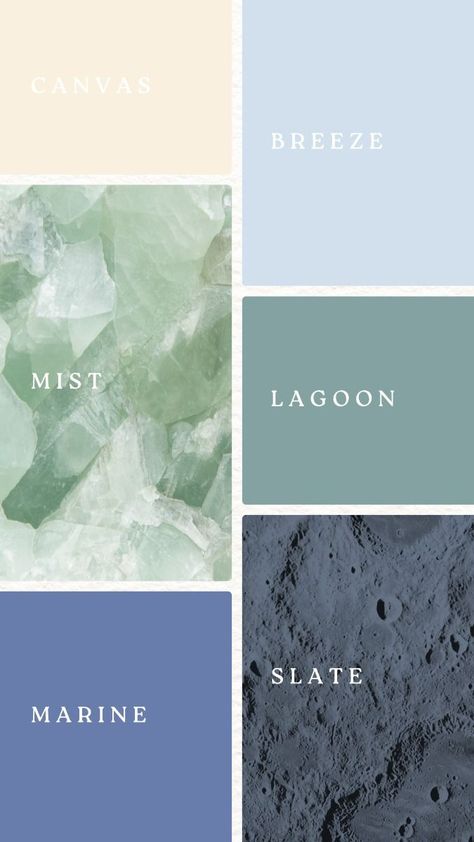 Brand Color Palette Sage Blue Color Scheme Blue Sage Color Palette Brand Color Sage Blue Color Palette Ocean Brand Color Palette Ocean Blue Color palette featuring Canvas, Breeze, Mist, Lagoon, Marine, and Slate shades for design inspiration. | Sky Rye Design Soothing Color Pallets, Oceanic Color Palette, Calm Color Scheme, Ocean Colors Palette, Sage Blue Color Palette, Seafoam Color Palette, Sophisticated Color Palette Branding, Brand Color Palette Ideas, Brand Color Schemes