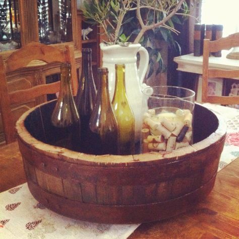 My Lazy Susan Wine Barrel Made by ME! Wine Barrel Table, Barrel Table, Whisky Barrel, Reduce Reuse, Barrel Furniture, Reduce Reuse Recycle, Wooden Barrel, Reuse Recycle, Whiskey Barrel