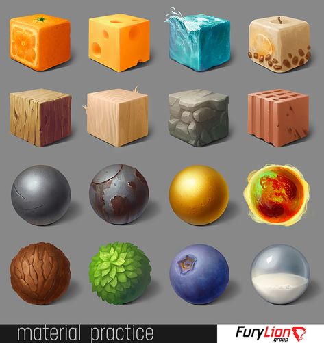 ArtStation - Material (texture) practice, Anastasia Radionova Material Drawing Texture, Texture Spheres, Texture Practice, Texture Digital Art, Texture Study, Texture Reference, Digital Painting Techniques, Texture Drawing, Hand Painted Textures