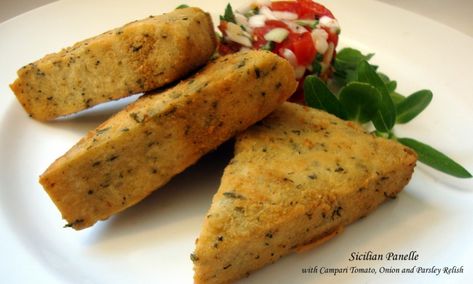 Sicilian Panelle - The Gentle Chef Sicilian Panelle, Fried Polenta, Chickpea Fritters, Vegan Dumplings, Veggie Patties, Vegan Italian, Vegan Gluten Free Recipes, Savory Vegan, Chickpea Flour