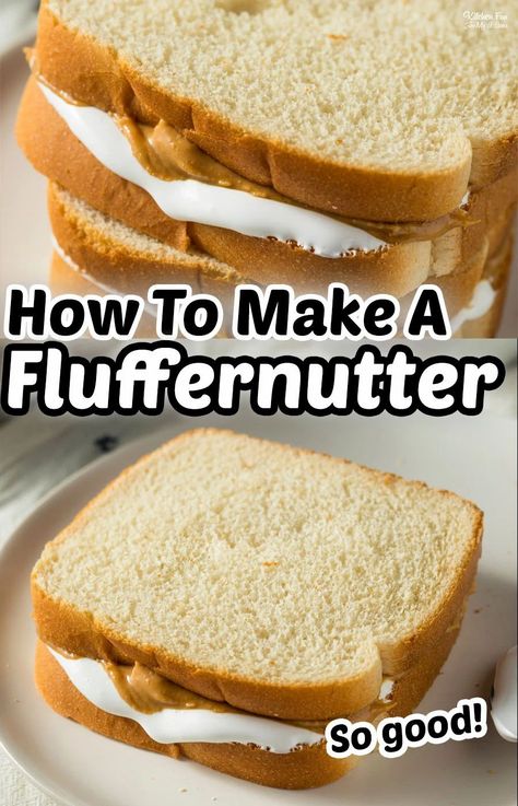 Kids Food Recipes, Peanut Butter And Marshmallow Fluff, Fluffernutter Sandwich, Marshmallow Fluff Recipes, Hot Sandwich Recipes, Peanut Butter Marshmallow, French Dip Sandwich, Peanut Recipes, Peanut Butter Sandwich