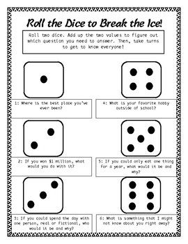 Have students get to know each other a little more with these fun ice breaker questions!  Need: Dice for student groups or whole class. Roll The Dice Ice Breaker Questions, I’ve Breaker Games For Adults, Dice Ice Breaker Game, Dice Breaker Questions, Free Printable Games For Teens, Fun Ice Breaker Questions, Ice Breaker Games For Adults, Ice Breaker Questions, Building Classroom Community