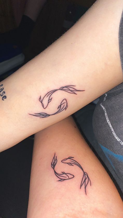 Pices Zodiac Tattoo Koi Fish, Koi Fish Semicolon Tattoo, Pices Zodiac Tattoo Fish, 4lifers Tattoo, Koi Fish Tattoo Placement, Pices Zodiac Tattoo Women, Matching Koi Fish Tattoo, Koi Fish Tattoo For Women, Tattoo Siblings