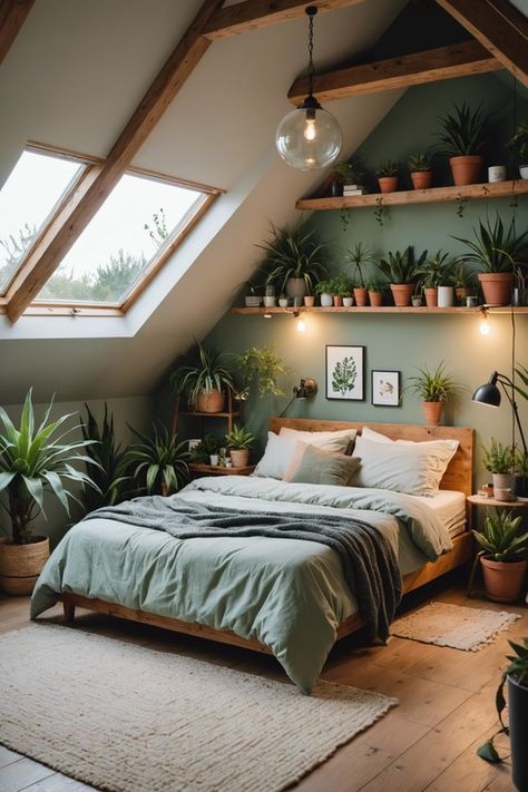 Small Bedroom Pitched Ceiling, Bedroom Decor Sloped Ceiling, Bedroom Decor Attic Room, Bedroom Sloping Ceiling, Romantic Attic Bedroom, Attic Appartement, Low Sloped Ceiling Bedroom, Small Attic Bedrooms, Loft Bedroom Ideas Sloped Ceiling