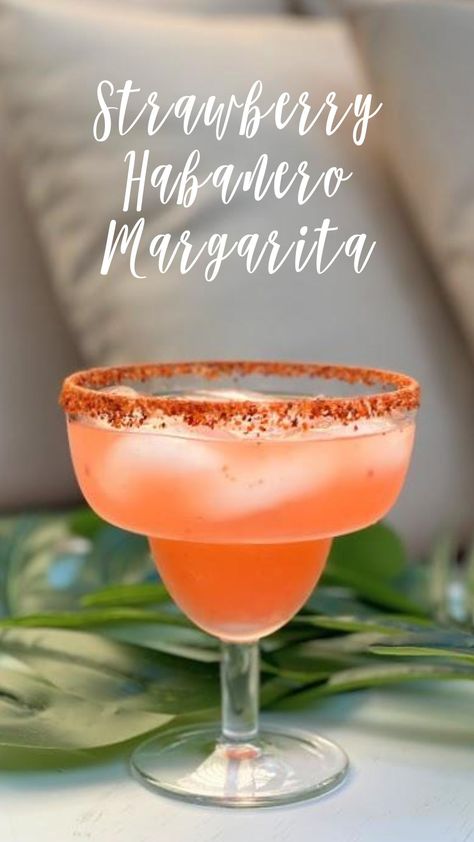 Habanero Margarita Recipe, Spicy Strawberry Margarita Recipe, Spicy Strawberry Margarita, Habanero Margarita, Salsa Verde Chicken Crockpot, Guava Margarita, Spicy Margarita Recipe, Spicy Margaritas, Strawberry Margarita Recipe