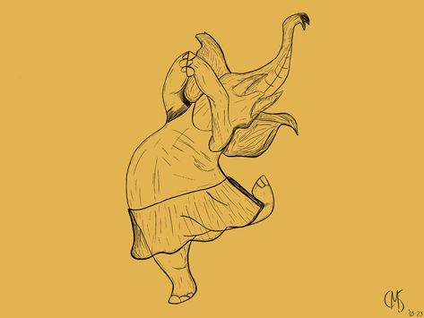 Dancing Elephant Drawing, Dancing Elephant, Tattoo Elephant, Easy Animal Drawings, Dancing Animals, Dance Sing, Elephant Drawing, Human Drawing, Elephant Tattoos