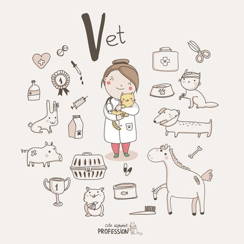 Vet Pictures, Vet Tech School, Veterinary Tech, Vector Alphabet, Dog Tumblr, Kids Alphabet, Veterinary Science, Vet Medicine, Vet School