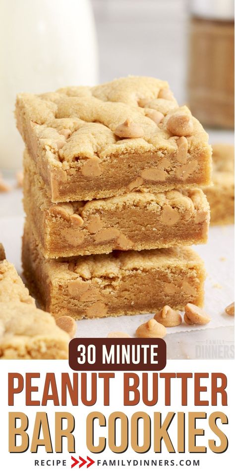 Peanut Butter Drop Cookies, Peanut Butter Bar Cookies, Peanut Butter Chip Recipes, Butter Cookie Bars, Peanut Butter Bar, Peanut Butter Chip Cookies, Peanut Butter Bars Recipe, Peanut Butter Cookie Bars, Peanut Butter Dessert Recipes