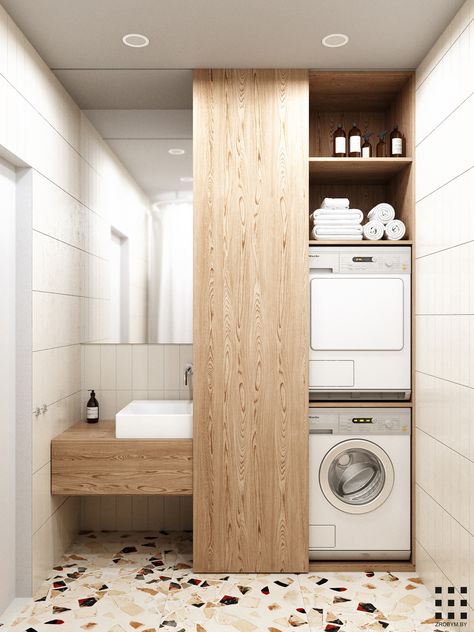 Laundry Bathroom Combo, Drømme Bad, Dream Laundry Room, Bathroom Laundry Room, Laundry Design, Modern Laundry Rooms, Laundry Room Remodel, Laundry Room Inspiration, Small Laundry Rooms