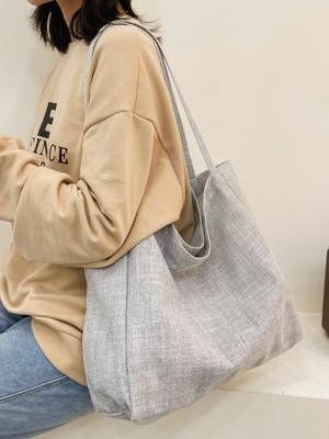 Olivia Mark - Minimalist Corduroy Tote Bag - Women Tote Bags Diy Mirror, Shoulder Tote Bag, Shopper Bag, Bird In Bag, Grey Cotton, Womens Tote, Shoulder Tote, Bag Women, Casual Bags