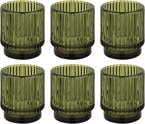 Green Color Home Decor, Vintage Greenery Wedding, Tabletop Design Ideas, Gold Votives Wedding Centerpieces, Vintage Wedding Decorations 1920s, Table Center Piece Decor, Retro Centerpieces, Olive Green Wedding Decor, Green Table Decor