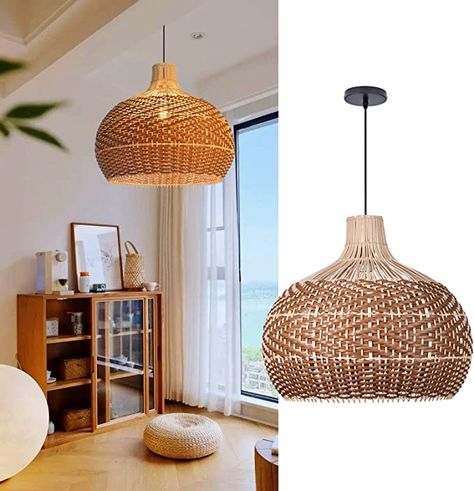 Arturesthome Wicker Chandelier Coffee, Boho Basket Rattan Pendant Lighting Fixtures, Large Natural Woven Hanging Ceiling Lights Lamp Shade for Kitchen Island - - Amazon.com Rattan Pendant Lighting, Wicker Chandelier, Pendant Lighting Fixtures, Rattan Light Fixture, Boho Basket, Rattan Pendant, Rattan Pendant Light, Hanging Ceiling, Hanging Ceiling Lights