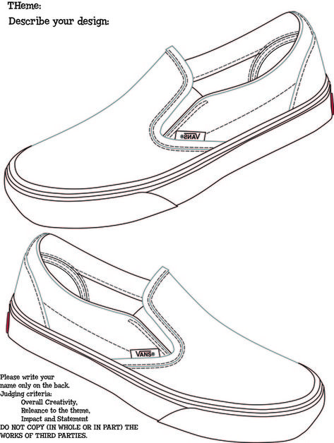 Shoe Design Template, Shoe Drawing, Art Classroom Management, Shoe Template, Star Wars Painting, Painted Vans, Shoe Sketches, Vans Shoe, Drawing Template