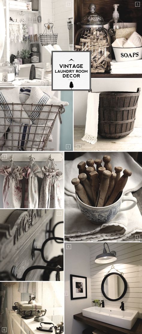 Style Guide: Vintage Laundry Room Decor Ideas........love all these ideas. Will share my own when its complete! Vintage Laundry Room Decor Ideas, Vintage Laundry Rooms, Laundry Room Decor Ideas, Vintage Laundry Room Decor, Vintage Laundry Room, Farmhouse Laundry, Farmhouse Laundry Room, Laundry Room Inspiration, Vintage Laundry