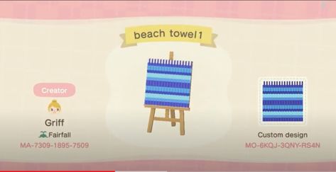 Beach Towel Animal Crossing, Animal Crossing Beach Towel Design, Acnh Beach Towel Code, Tropical Path, Beach Towel Storage, Beach Towel Rack, Acnh Beach, Diy Towel Rack, Summer Beach Towels