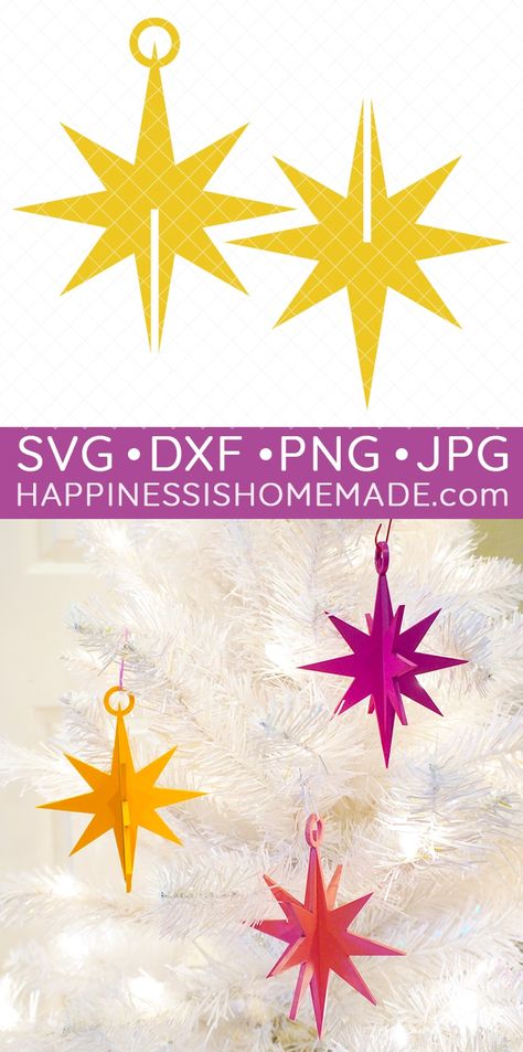 3d Paper Christmas Ornaments Diy, Paper Ornaments Cricut, Free Christmas Ornament Svg Files For Cricut, Cricut Christmas Ornaments Paper, Cricut Christmas Tree Ornaments, Paper Christmas Ornaments Templates, Cricut Christmas Decorations Diy, 3d Ornaments Diy, Cricket Christmas Ornament