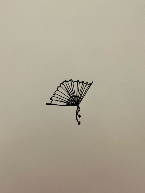 Fan drawing - tattoo of a fan Fan Tattoo Fine Line, Tiny Fan Tattoo, Vietnamese Tattoo Ideas Symbols, Mandarin Tattoo, Small Filipino Tattoo, Paper Fan Tattoo, Air Tattoos, Double Happiness Tattoo, Fan Illustration