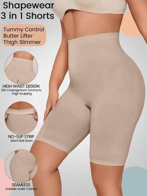 High Waisted Sculpting Body Shape Tummy Control Butt Lift Shapewear Shorts | SHEIN Tummy Shaper Women's Shapewear, Thigh Sculpting, Shapewear Shorts, Tummy Shaper, Hair Wraps, Women's Shapewear, Body Shaper, Body Shapers, Body Shape