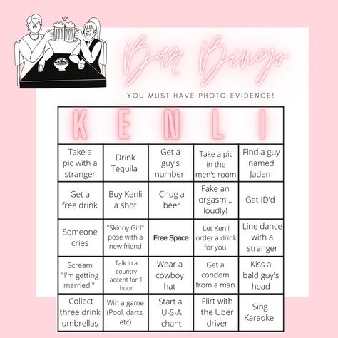 Bar Bingo Ideas, Bachelorette Bar Crawl, Bar Crawl Bingo, Bachelorette Party Bingo, Bachelorette Bingo, Bachelorette Drinking Games, Bridesmaid Things, Hens Ideas, Pub Golf