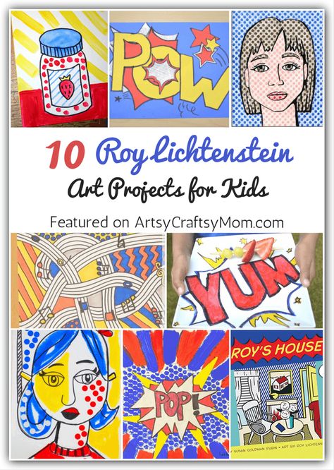 Check out these amazing Roy Lichtenstein Art Projects for Kids to learn about the artist who transformed comic strips into high end art! Roy Lichtenstein Art, Lichtenstein Pop Art, Pop Art For Kids, Art Project For Kids, Toddler Art Projects, Art Projects For Kids, Project For Kids, Art Lessons For Kids, Art Curriculum