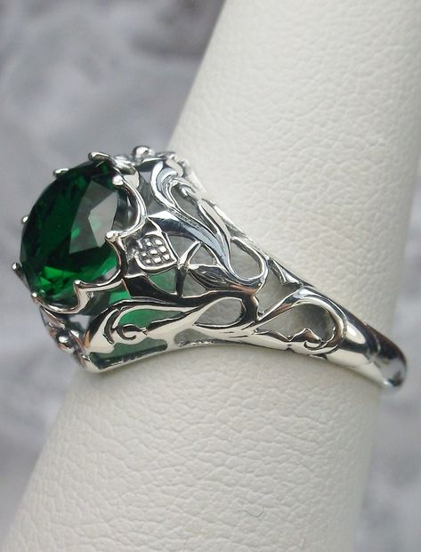 Excited to share the latest addition to my #etsy shop: 2ct Simulated Or Natural Green Emerald Sterling Silver Floral Art Nouveau Daisy Filigree Ring {Made to Order} #66 https://etsy.me/2odabaR #jewelry #ring #silver #no #yes #girls #green #floral #round Order 66, Mystic Fire Topaz, Natural Emerald Rings, Green Emerald Ring, Edwardian Jewelry, Daisy Design, Green Gems, Sterling Silver Filigree, Filigree Ring