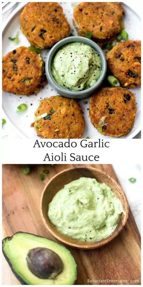 Avocado Garlic Aioli Sauce Aioli Recipes, Aioli Sauce Recipe, Garlic Aioli Sauce, Aioli Sauce, Aioli Recipe, Summer Sides, Plant Paradox, Condiment Recipes, Garlic Aioli